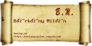 Bárkány Milán névjegykártya