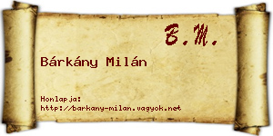 Bárkány Milán névjegykártya