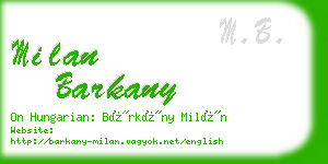 milan barkany business card